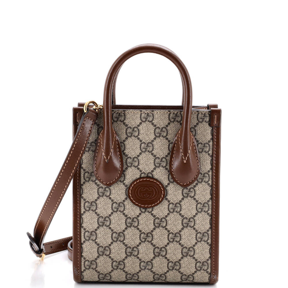 Gucci Mini Interlocking G Patch Tote GG Coated Canvas